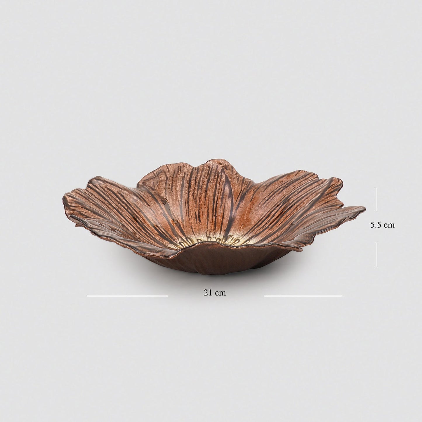 Set of 2 Bronze Gold Flower Shaped Serving Bowls