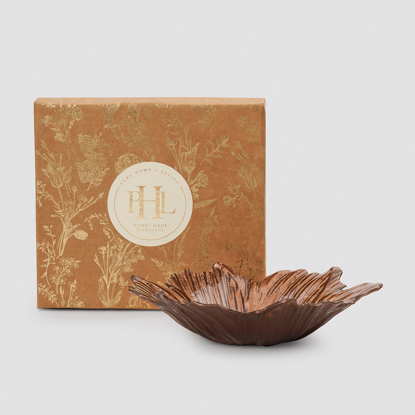 Bronze Gold Flower Shaped Serving Bowl - Large