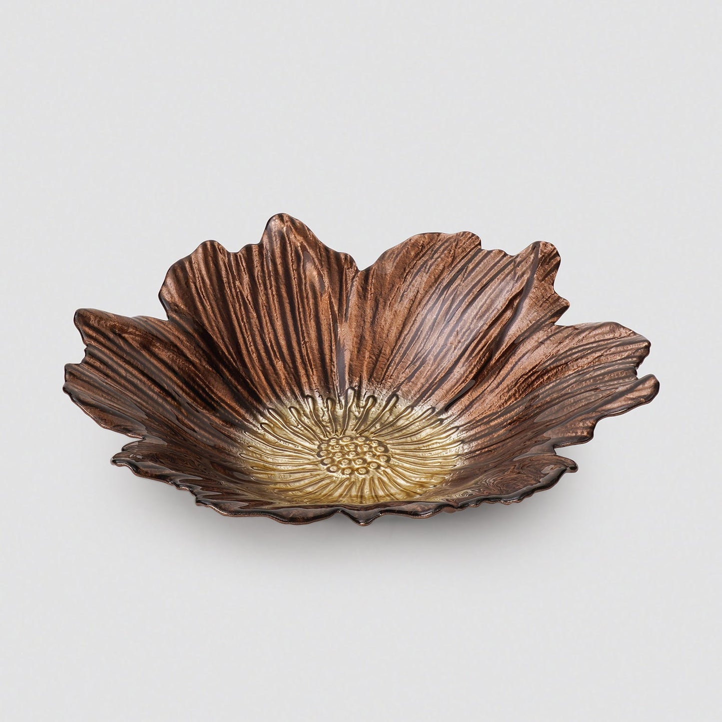 Bronze Gold Flower Shaped Serving Bowl - Large