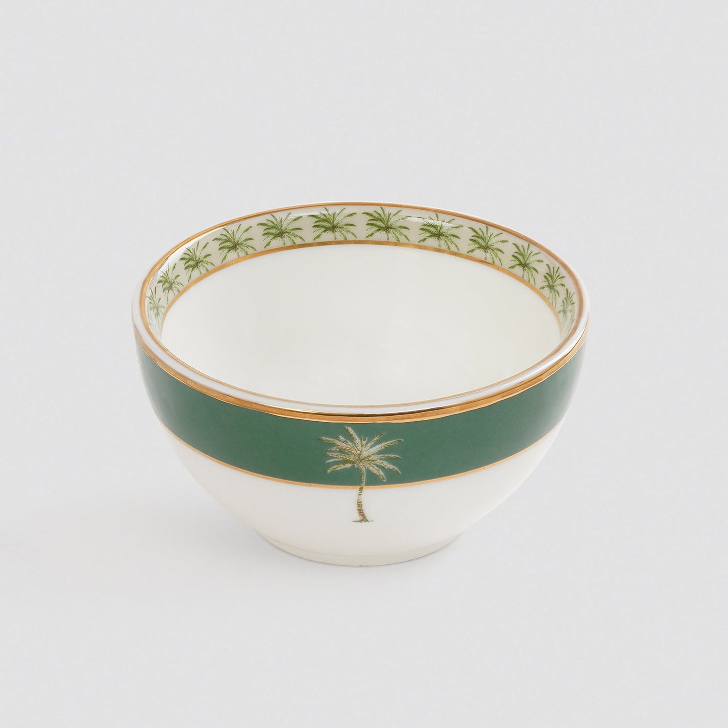 Set Of 2 Beige & Green Verde Print Bowls