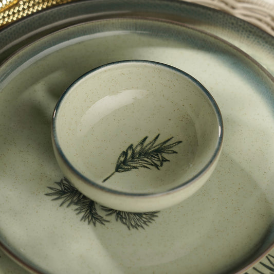 Green Ceramic Printed Small Bowl