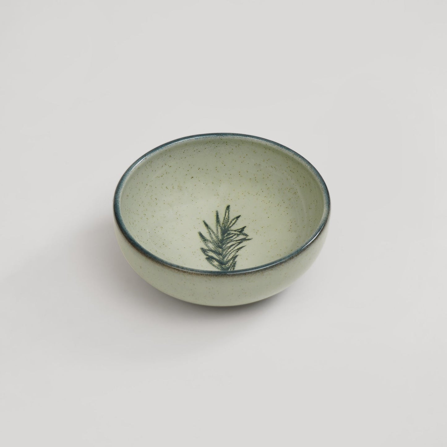 Green Ceramic Printed Small Bowl