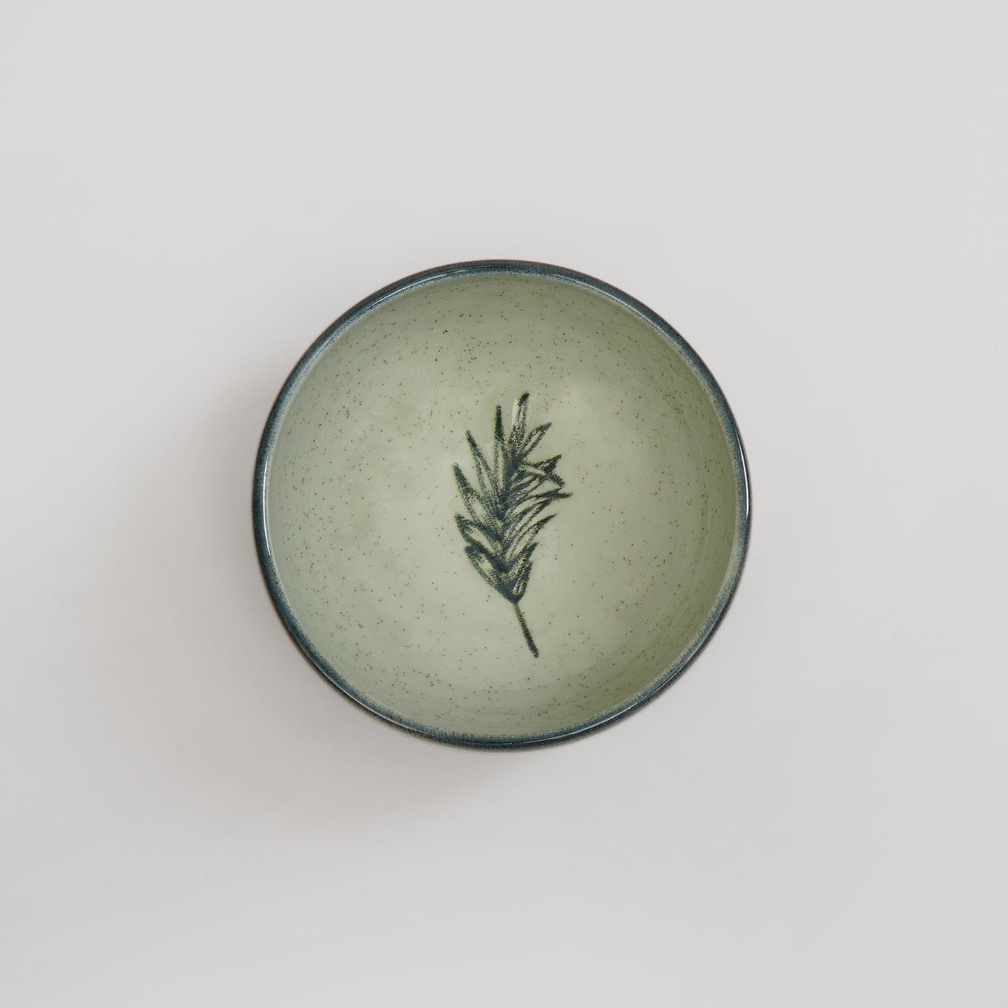 Green Ceramic Printed Small Bowl