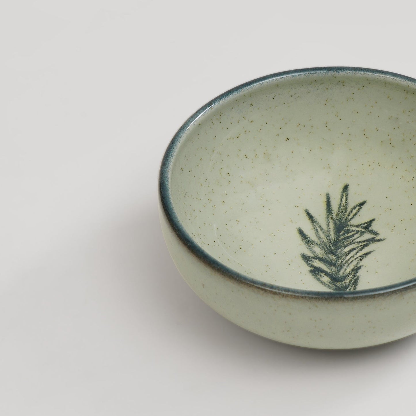 Green Ceramic Printed Small Bowl