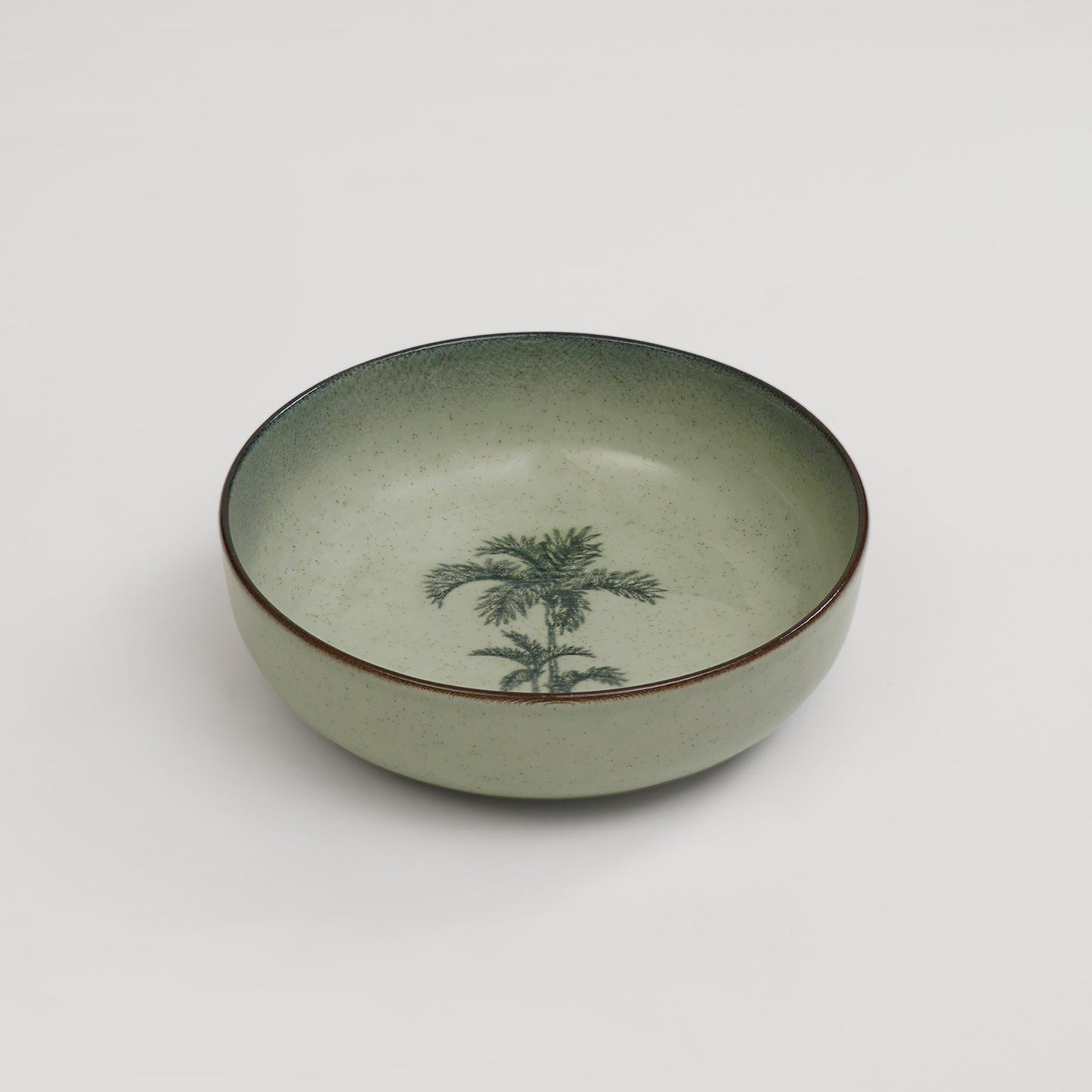 Green Ceramic Printed Serving Bowl