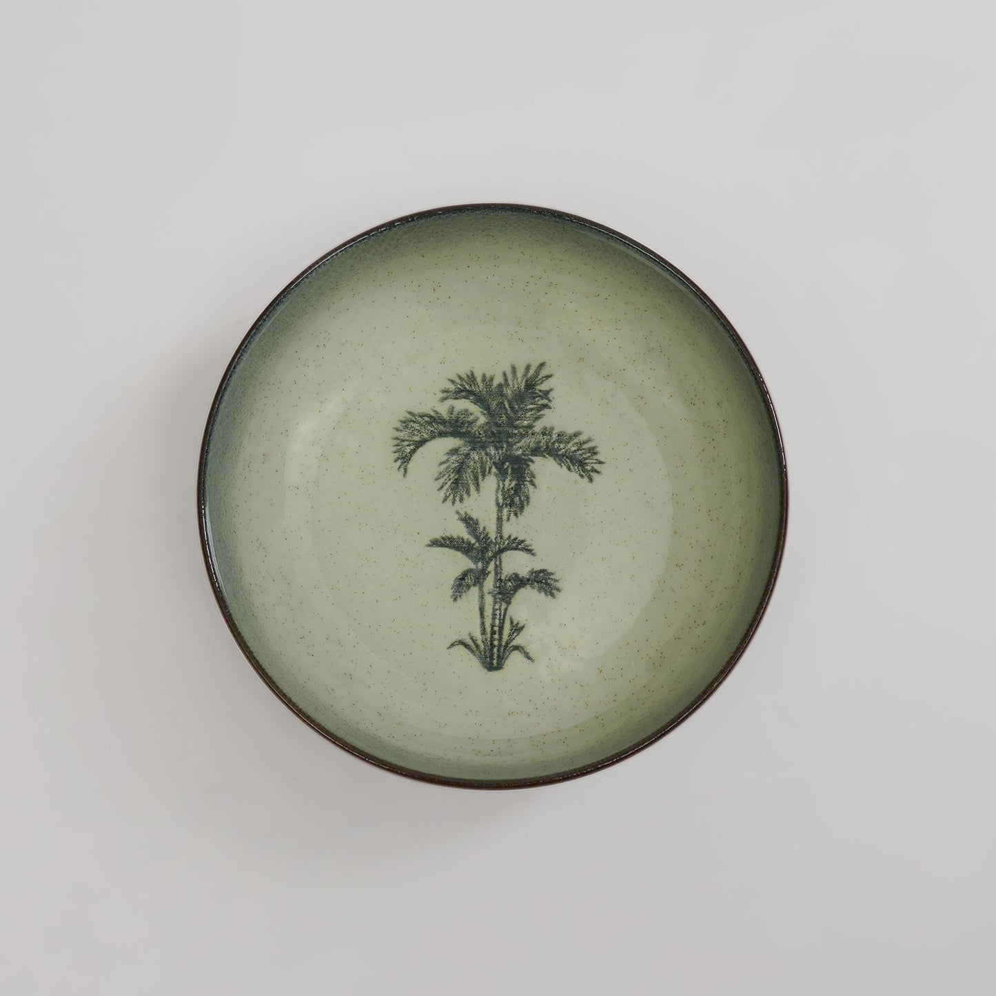 Green Ceramic Printed Serving Bowl