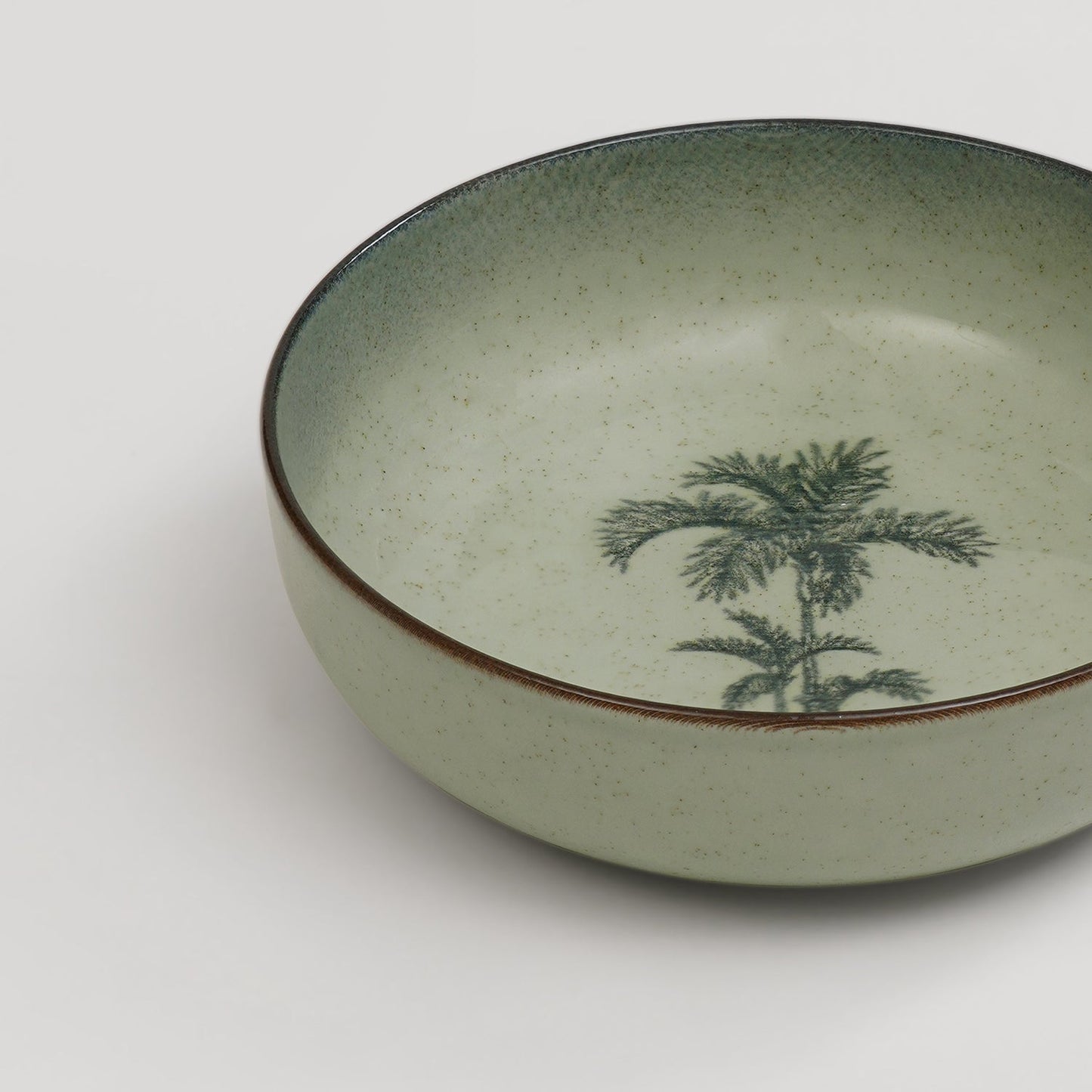 Green Ceramic Printed Serving Bowl