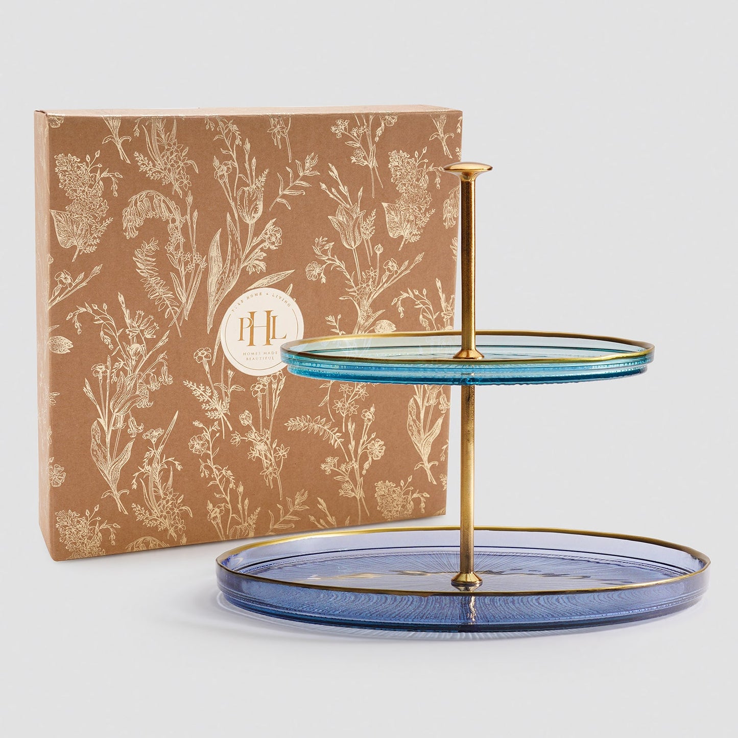 Blue & Navy Radial Textured Cake Stand
