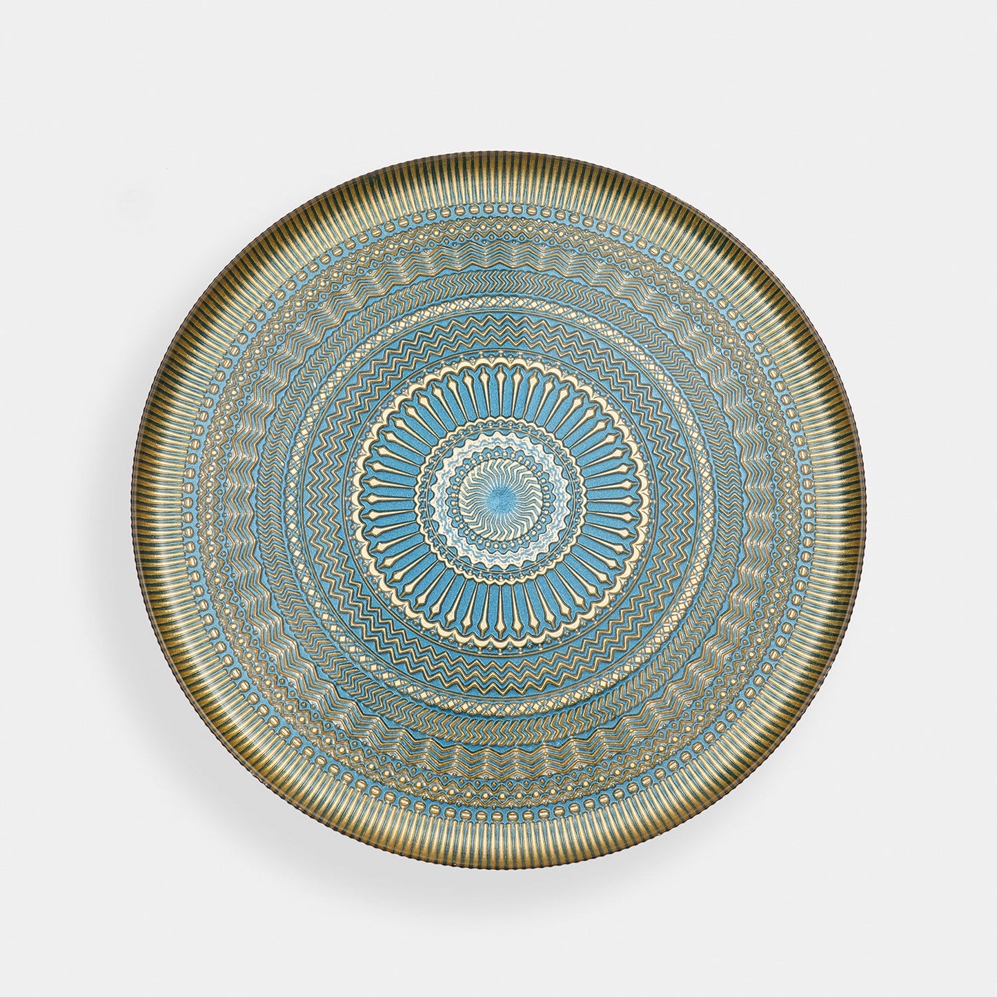Set of 2 Blue Embellished Glass Dinner Plates