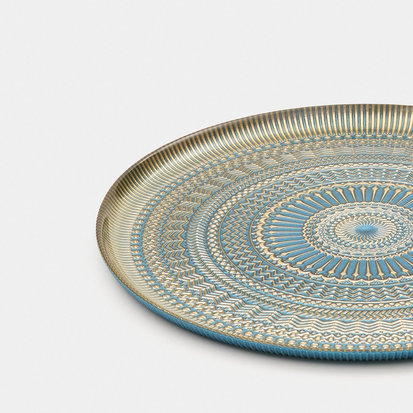 Set of 2 Blue Embellished Glass Dinner Plates