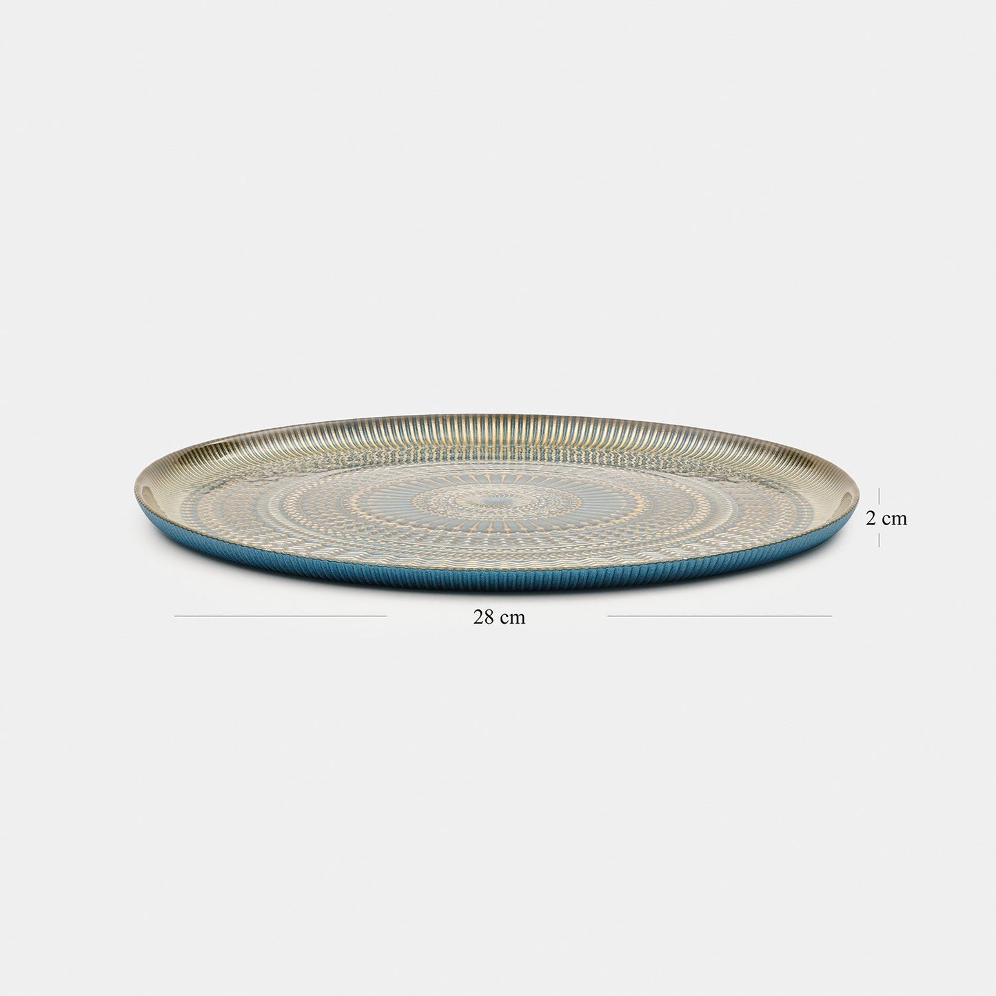 Set of 2 Blue Embellished Glass Dinner Plates