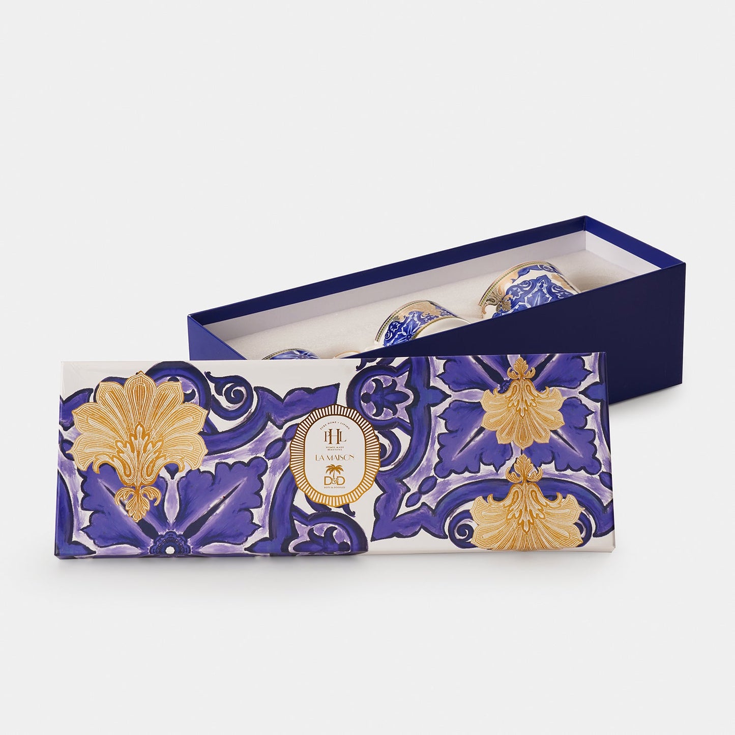 Set of 3 Blue & Ivory Amalfi Print Tea Set