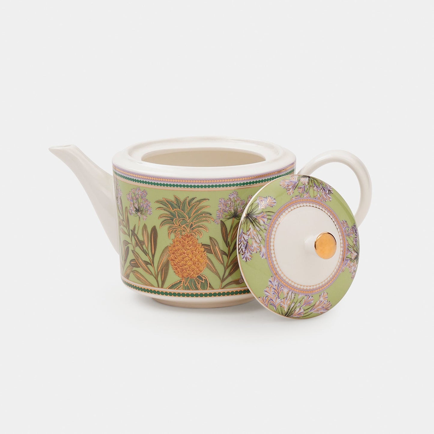 Set of 3 Green Pineapple Print Tea Set