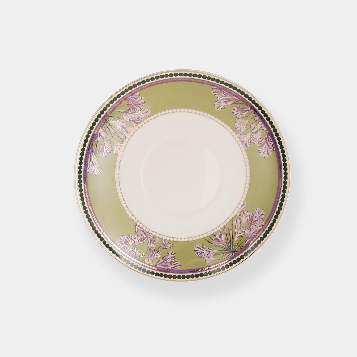 Set of 2 Green Pineapple Print Tea Cups & Saucers