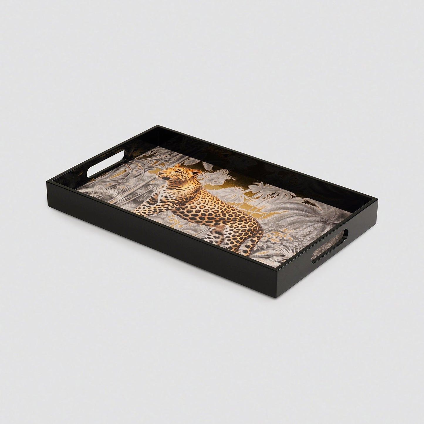 Black Leopard Print Rectangle Tray
