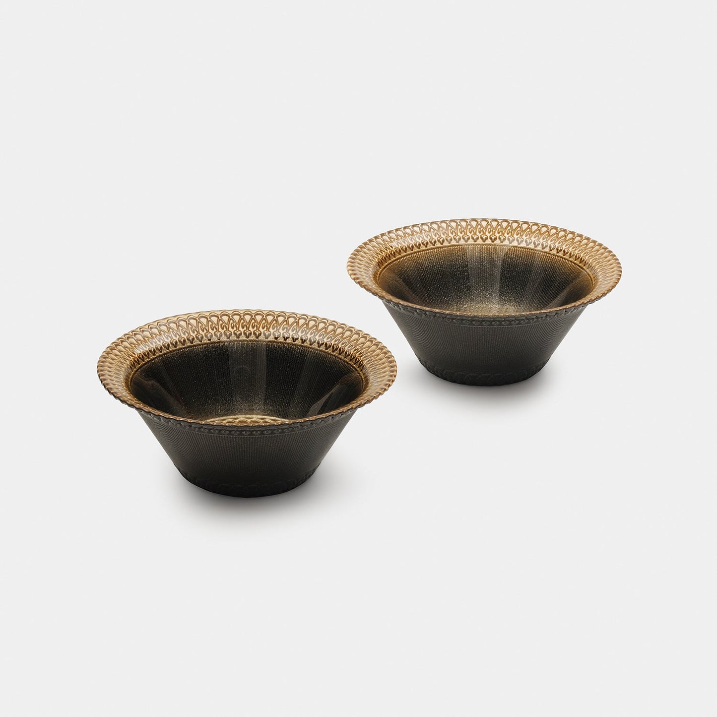 Set of 2 Charcoal Embellished Glass Side Bowls
