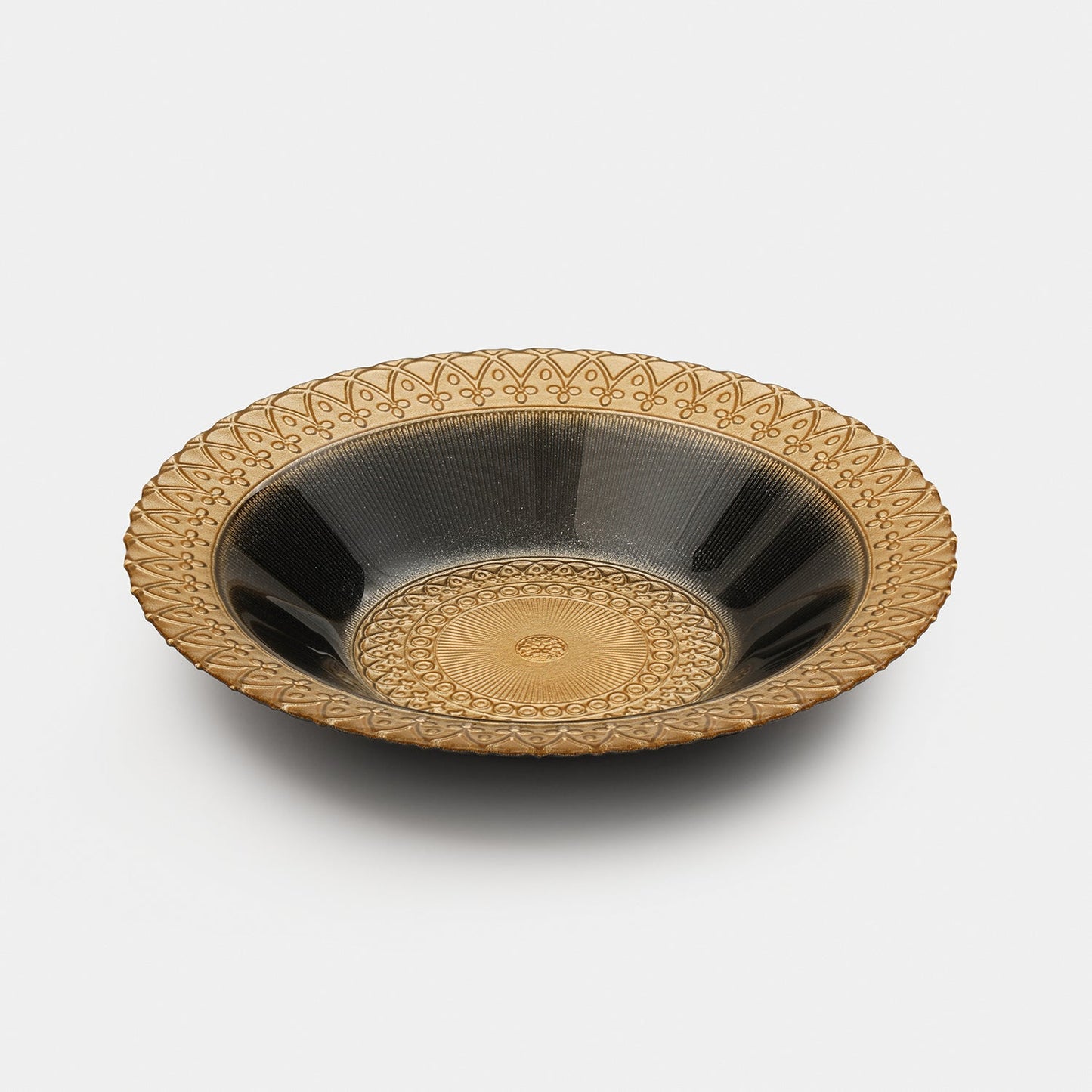 Set of 2 Charcoal Embellished Glass Serving Bowls