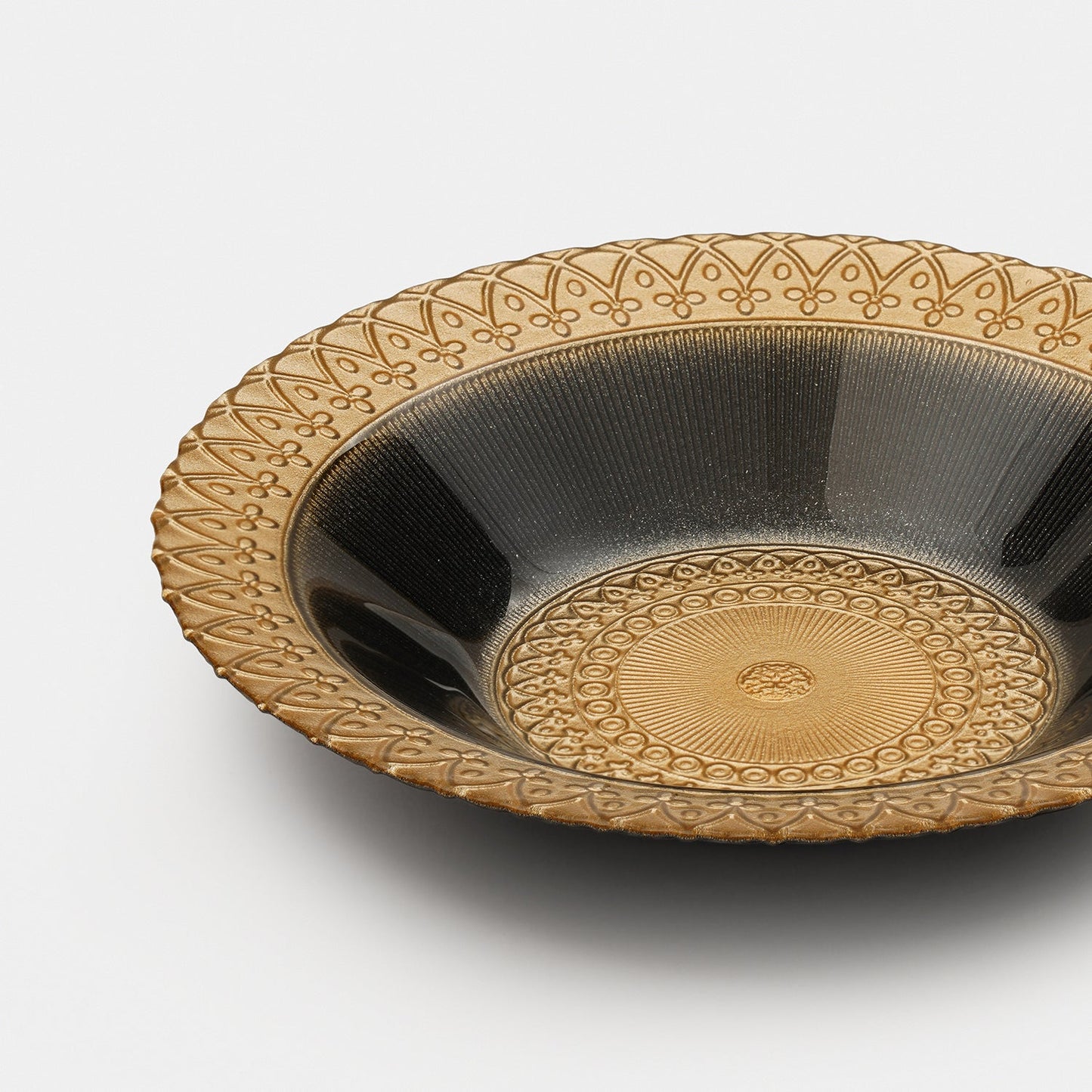 Set of 2 Charcoal Embellished Glass Serving Bowls