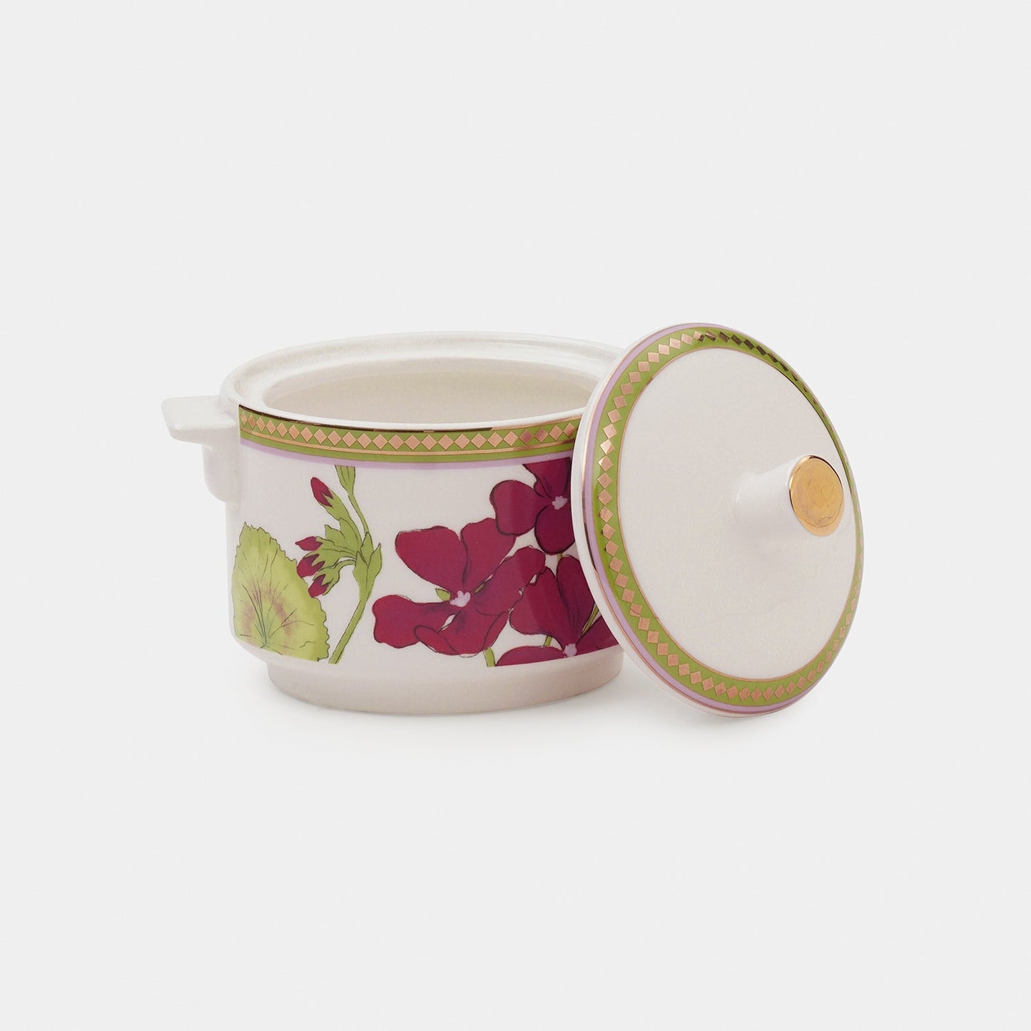 Set of 3 Red & Green Rosabay Print Tea Set