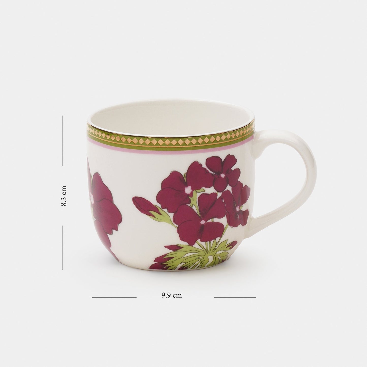 Set of 2 Red & Green Rosabay Print Coffee Mugs