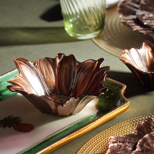 Brown Ombre Flower Shaped Serving Bowl - Large