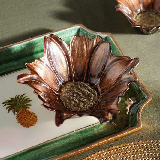 Brown Ombre Flower Shaped Serving Bowl - Large