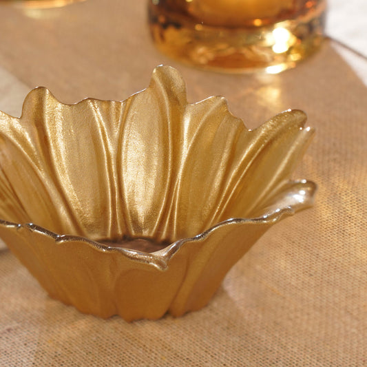 Gold Ombre Flower Shaped Serving Bowl - Small