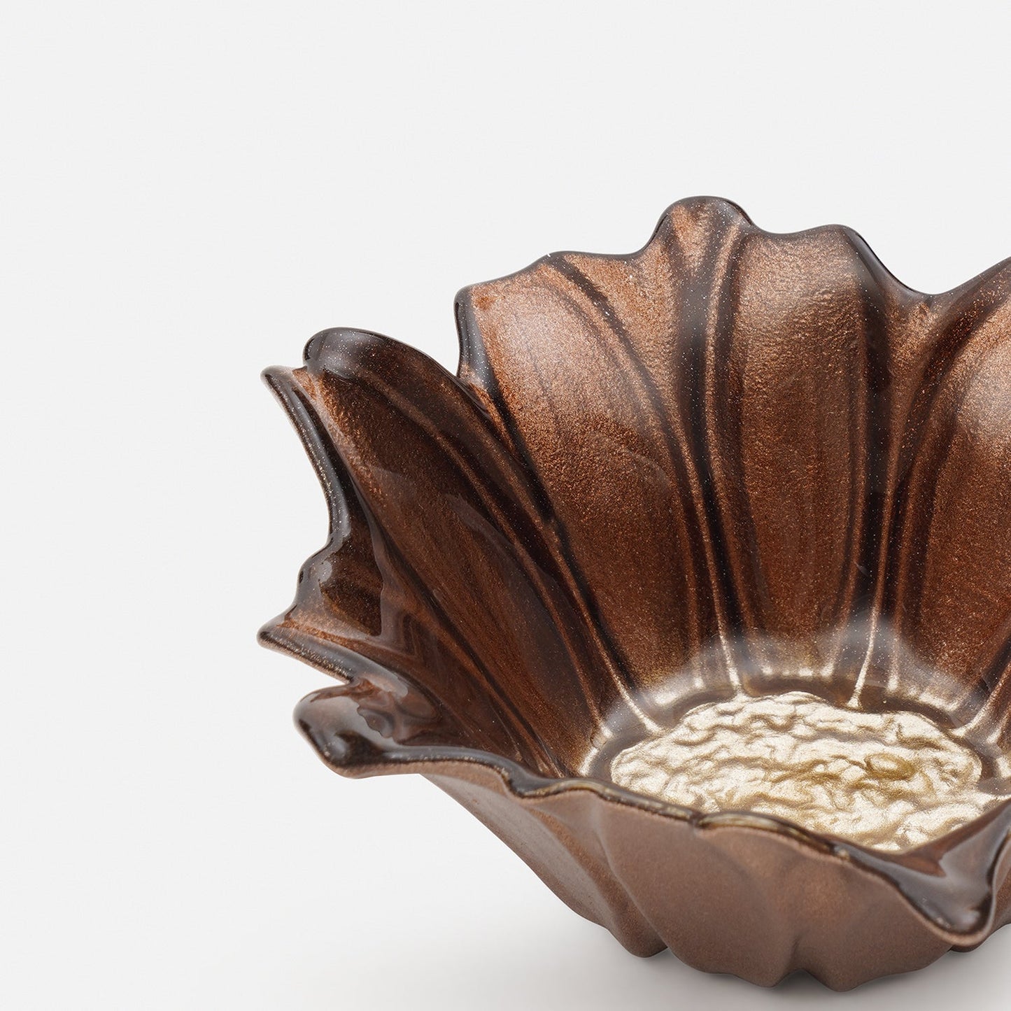 Brown Ombre Flower Shaped Serving Bowl - Small