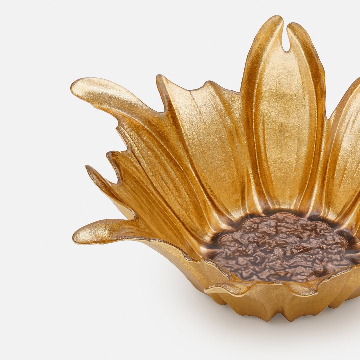Gold & Brown Flower Deep Serving Bowl