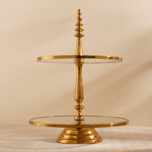 Gold 2 Tier Glass Cake Stand