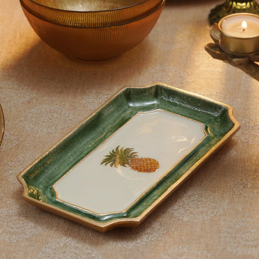 Green Pineapple Motif Platter - Small