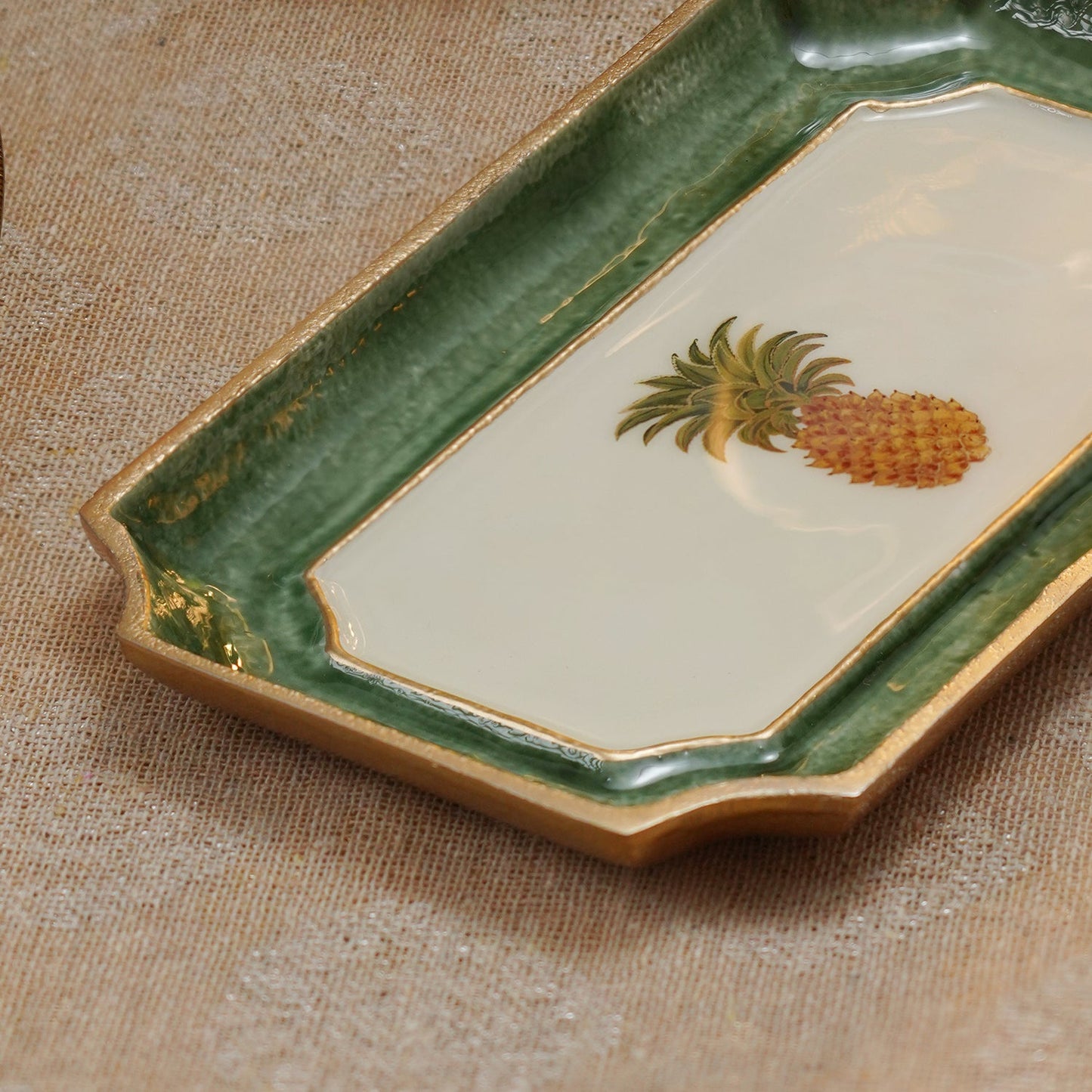 Green Pineapple Motif Platter - Small