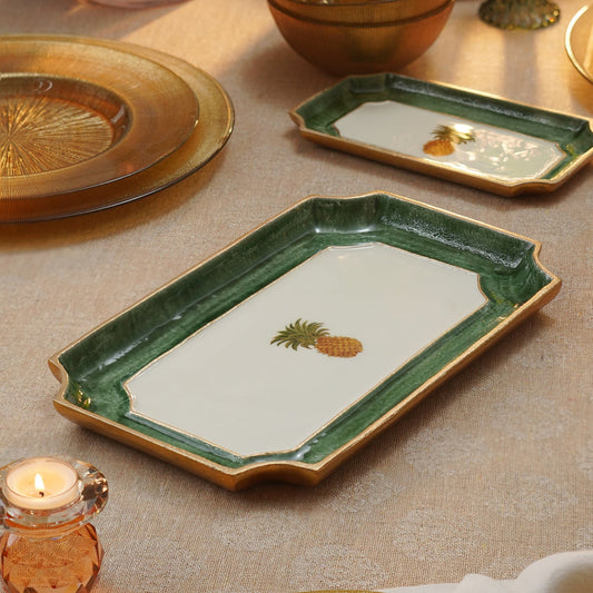 Green Pineapple Motif Platter - Large