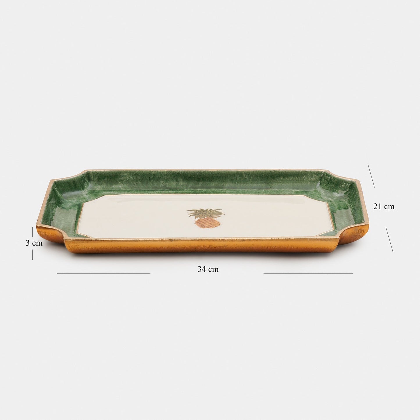 Green Pineapple Motif Platter - Large