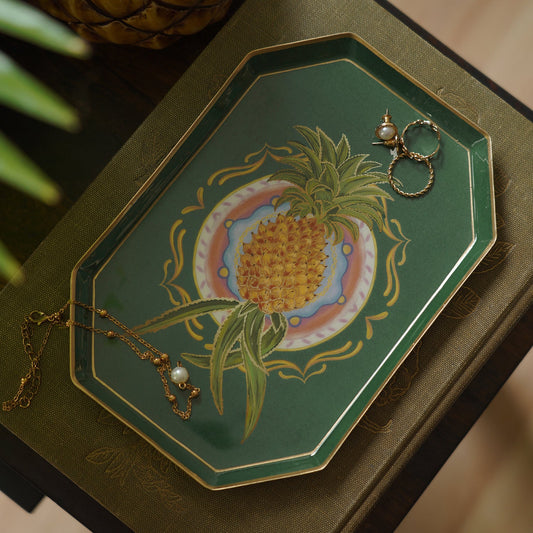 Green Pineapple Motif Platter - Small
