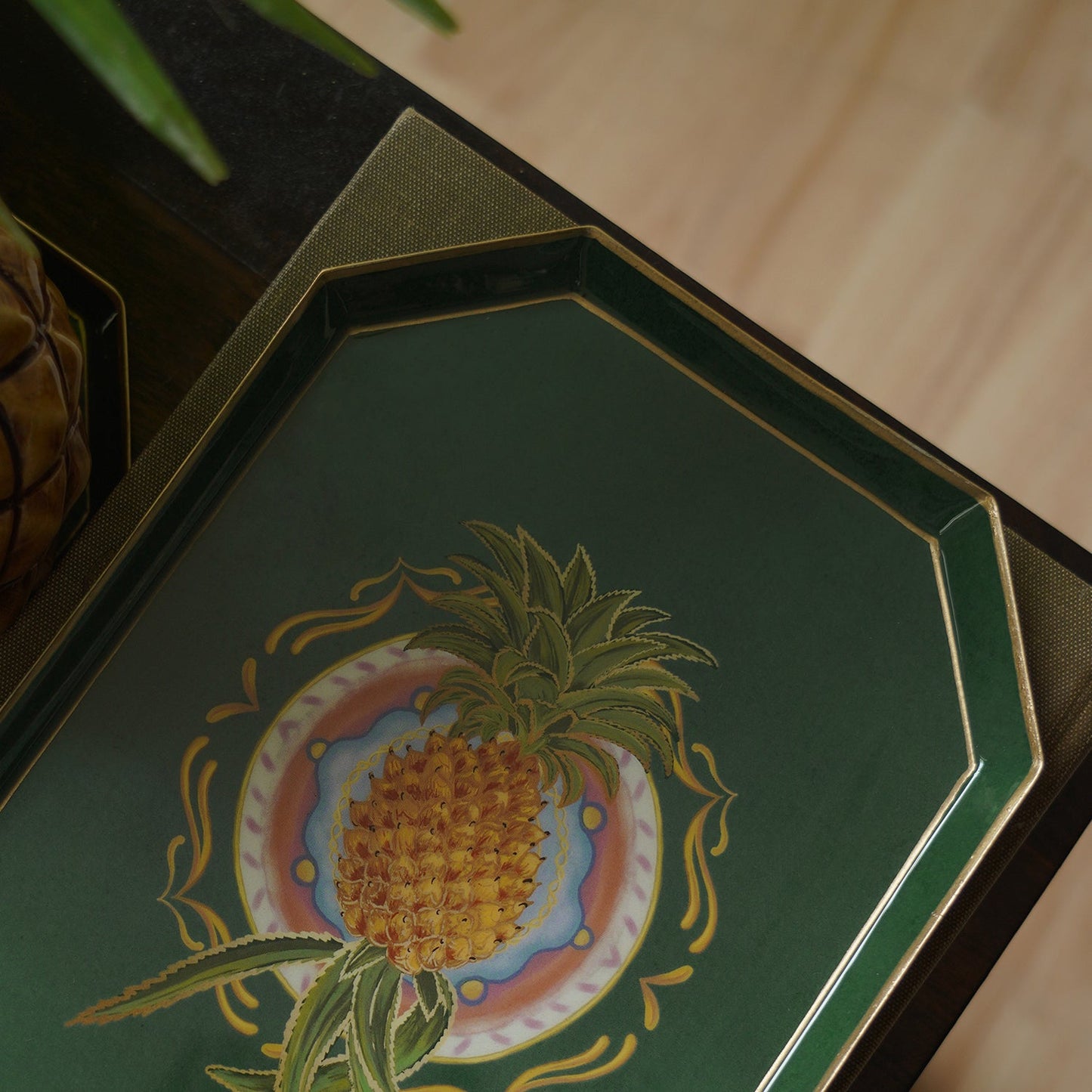 Green Pineapple Motif Platter - Large