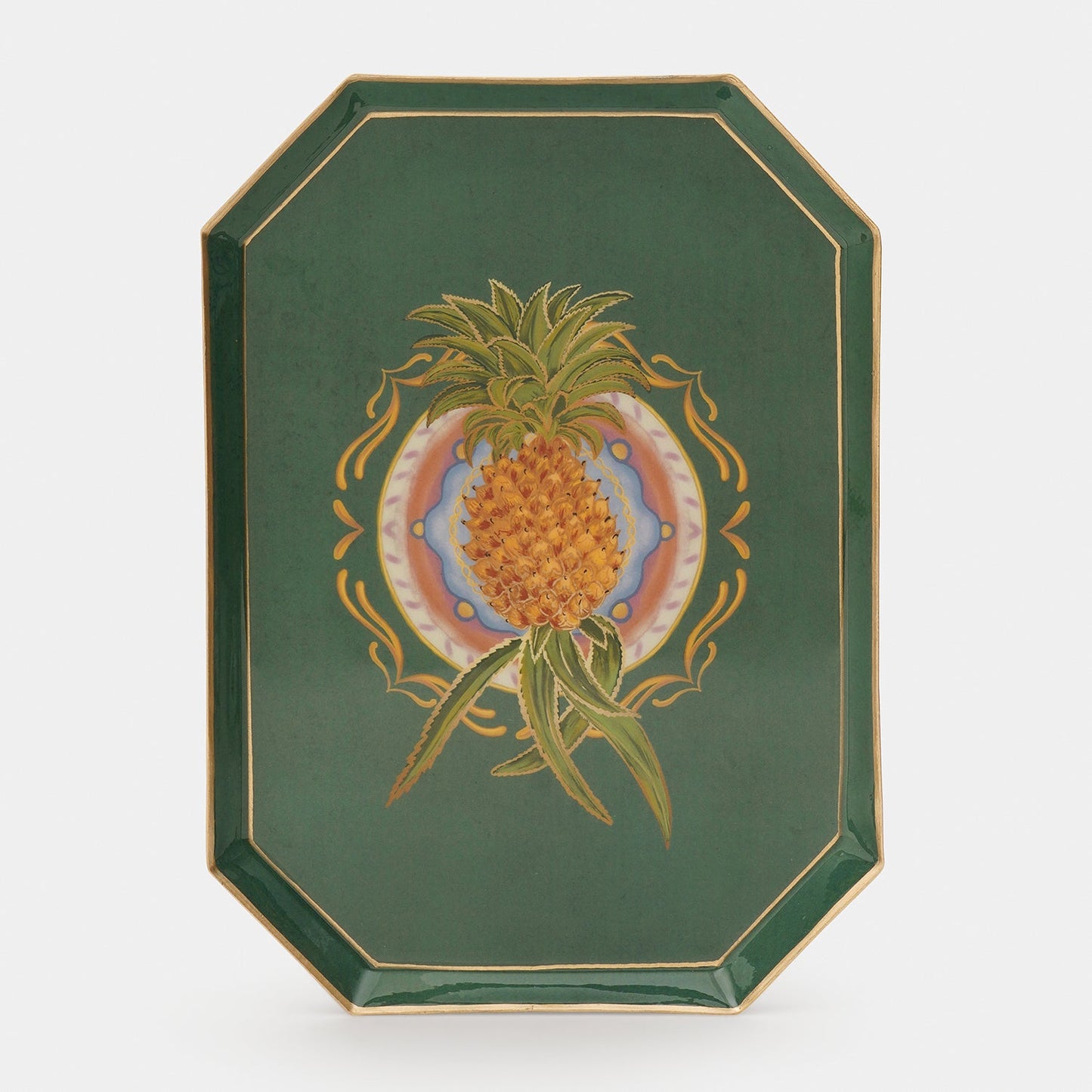 Green Pineapple Motif Platter - Large