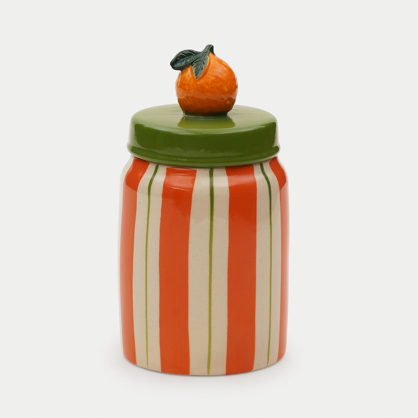 Orange Striped Decorative Ceramic Container