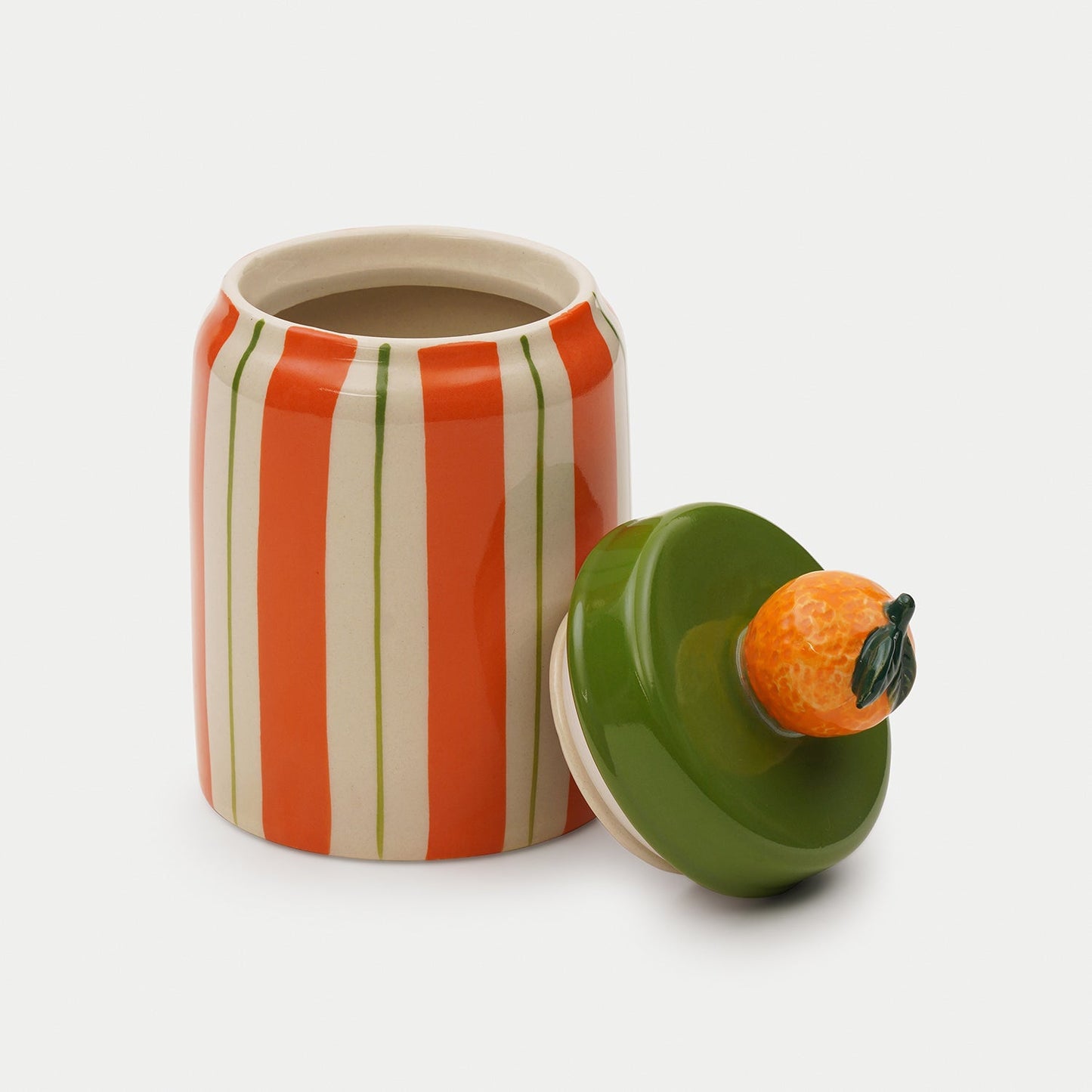 Orange Striped Decorative Ceramic Container