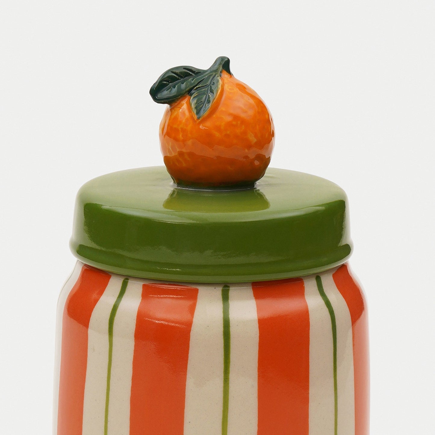 Orange Striped Decorative Ceramic Container