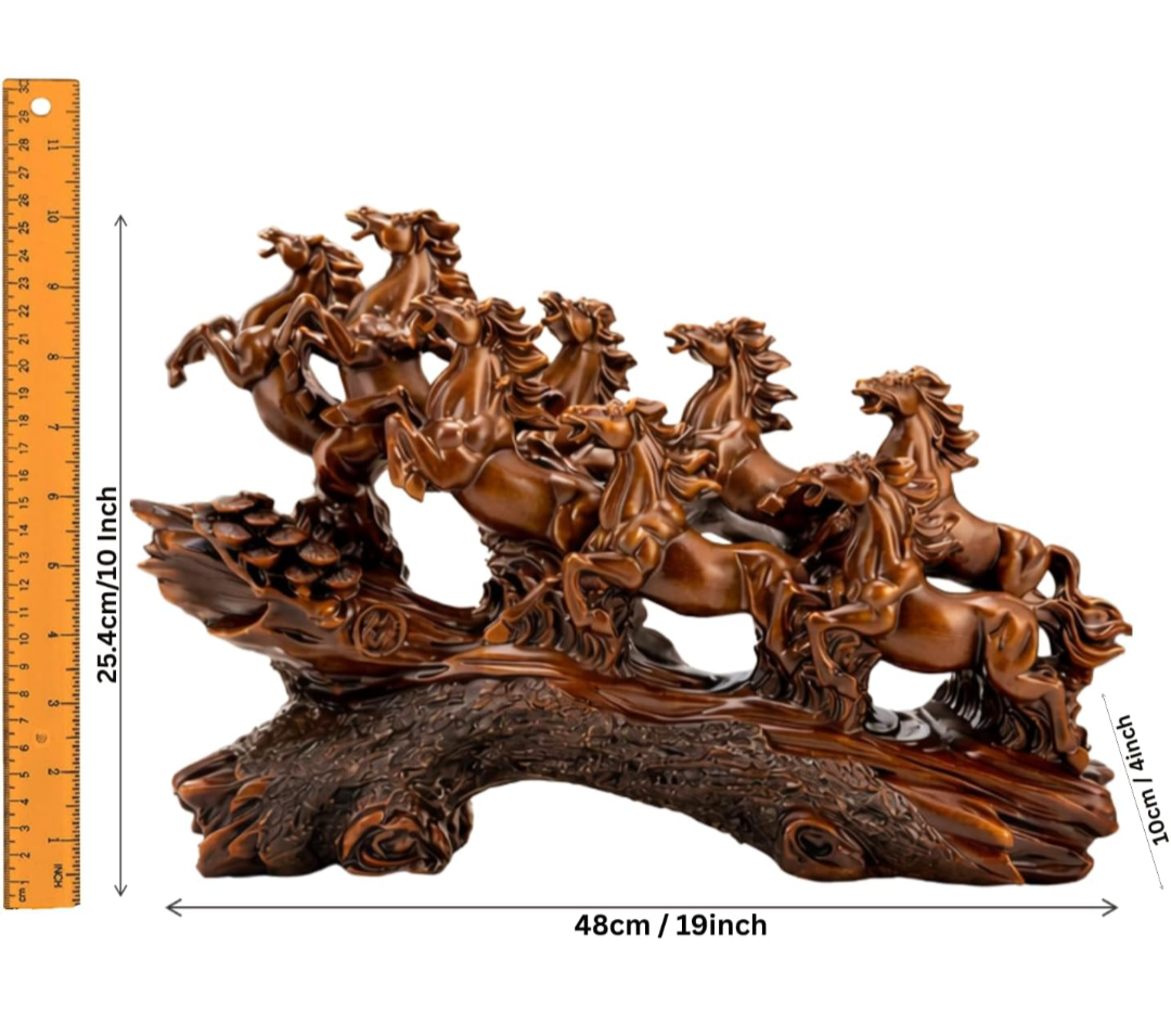 19 Inch 7 Running Horses Statue Resin Vastu & Feng Shui Lucky Horse Decor for Home, Office Desk, Shelf