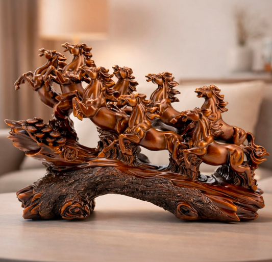 19 Inch 7 Running Horses Statue Resin Vastu & Feng Shui Lucky Horse Decor for Home, Office Desk, Shelf